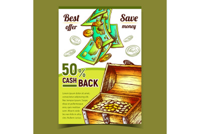 Cash Back Commercial Advertising Poster Vector