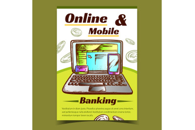 Online And Mobile Internet Banking Banner Vector