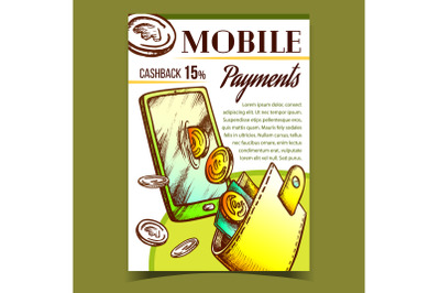 Mobile Payments Financial Advertise Banner Vector