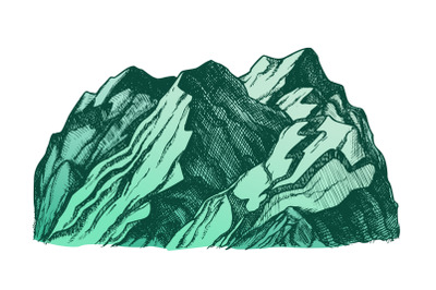 Color Peak Of Rocky Mountain Landscape Hand Drawn Vector