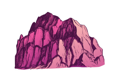 Color Peak Of Rocky Mountain Landscape Vintage Vector