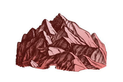 Color Peak Of Mountain Crag Landscape Hand Drawn Vector