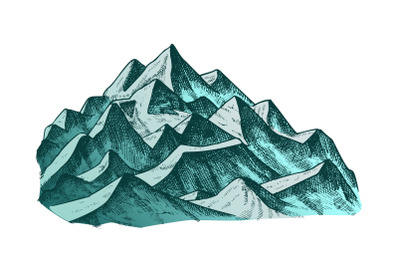 Summit Of Mountain Landscape Ink Color Vector