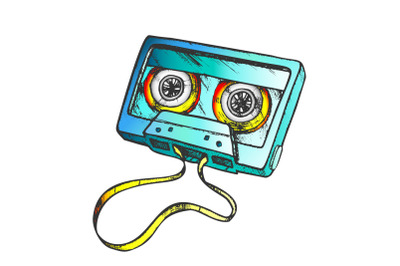 Cassette Tape For Listening Music Color Vector
