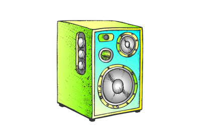 Loud Speaker For Listening Music Color Vector
