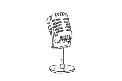 Retro Vocal Radio Microphone Monochrome Vector