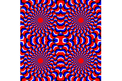 Hypnotic Of Rotation. Perpetual Rotation Illusion. Background With Bright Optical Illusions of Rotation. Optical Illusion Spin Cycle. Vector Illustration