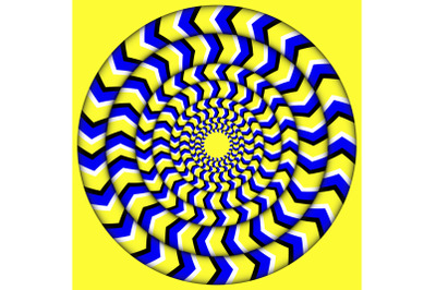 Hypnotic Of Rotation. Perpetual Rotation Illusion. Background With Bright Optical Illusions of Rotation. Optical Illusion Spin Cycle. Vector Illustration