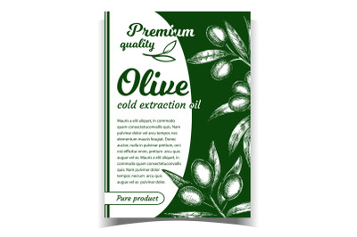 Olive Oil Premium Quality Product Poster Vector