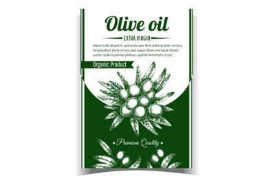 Olive Extra Virgin Organic Product Poster Vector