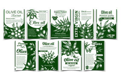 Olives Original Organic Product Poster Set Vector