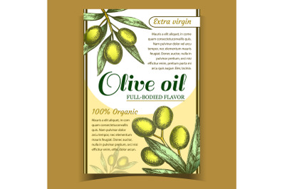 Agricultural Fresh Olive Tree Branch Poster Vector