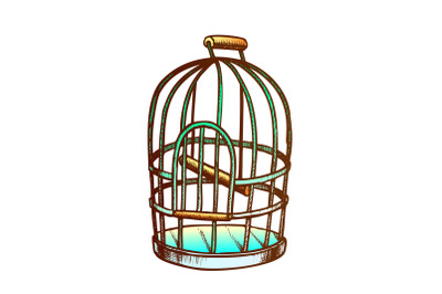 Birdcage For Domestic Parrot Monochrome Vector