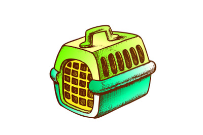 Plastic Carrier For Domestic Animal Ink Vector