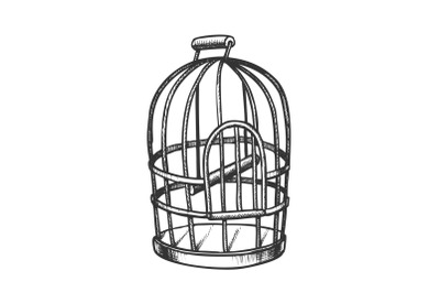 Birdcage For Domestic Parrot Monochrome Vector