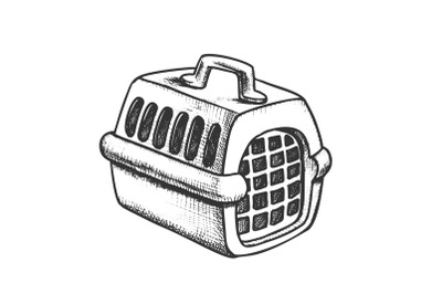 Plastic Carrier For Domestic Animal Ink Vector