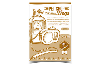 Pet Shop Dogs Accessories Advertise Banner Vector