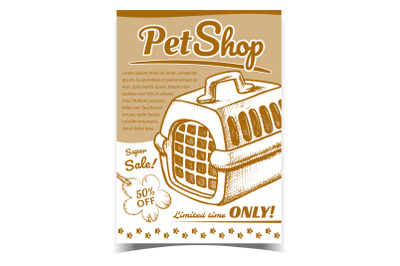 Pet Shop Animal Transportation Box Banner Vector