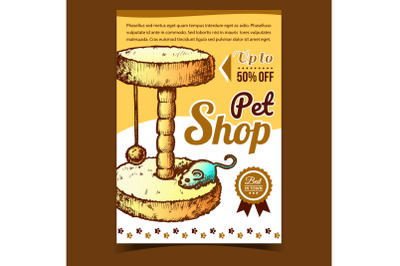 Pet Shop Cat Accessory Advertising Poster Vector