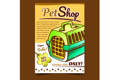 Pet Shop Animal Transportation Box Banner Vector