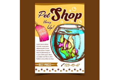 Pet Shop Aquarium On Advertising Poster Vector