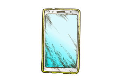 Smartphone Technology Front View Color Vector