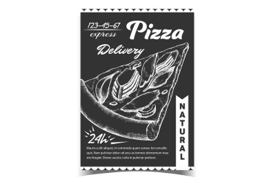 Delicious Natural Pizza Advertising Poster Vector