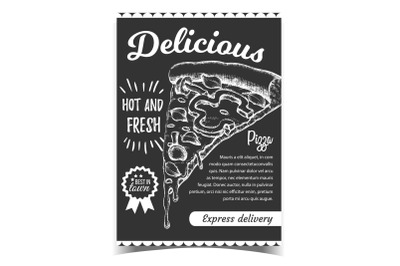 Delicious Vegetarian Italian Pizza Poster Vector