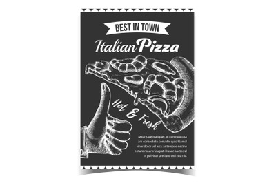 Seafood Italian Sliced Pizza On Poster Vector