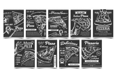 Pizzeria Collection Different Posters Set Vector