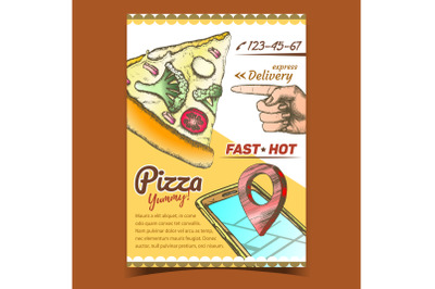 Vegetarian Italian Pizza Advertising Banner Vector