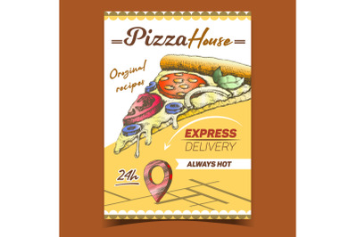 Italian Pizza House Advertising Banner Vector