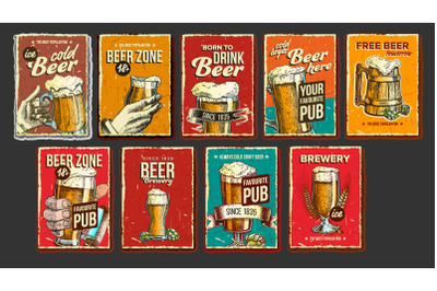 Beer Collection Advertising Poster Set Vector