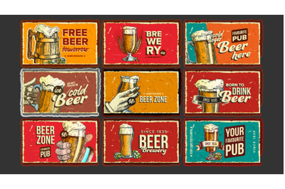 Beer Collection Advertising Poster Set Vector