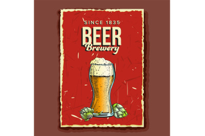 Beer Glass Cup Brewery Advertising Poster Vector