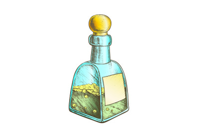 Bubbled Potion Liquid Bottle Color Vector