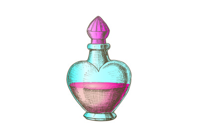 Potion Bottle In Heart Shape Color Vector