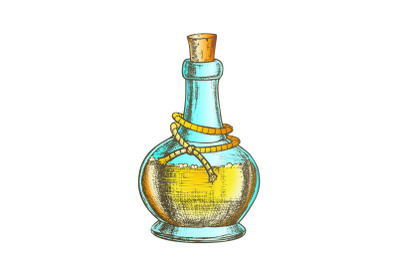 Poison Bottle With Cork Cap Color Vector