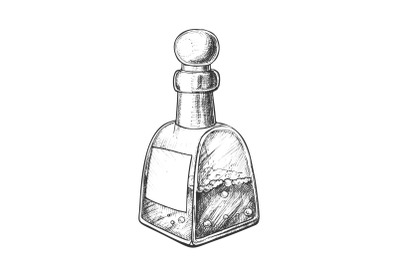 Bubbled Potion Liquid Bottle Monochrome Vector