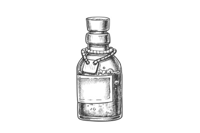 Bubbled Potion Elixir Bottle Monochrome Vector