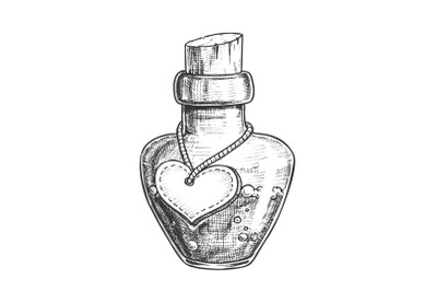 Potion Bottle With Blank Heart Form Label Vector