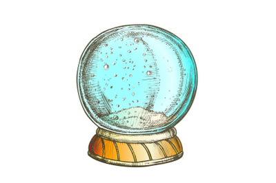 Christmas Snow Globe Souvenir Hand Drawn Color Vector