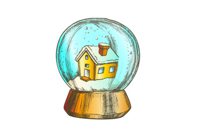 Snow Globe With House Souvenir Vintage Vector