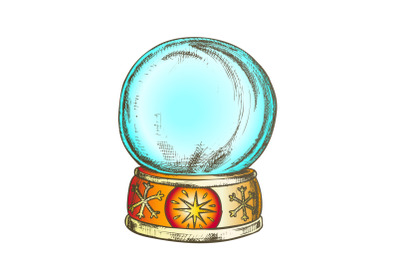 Empty Snowglobe Christmas Souvenir Vintage Color Vector