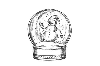 Snow Globe With Snowman Souvenir Vintage Vector