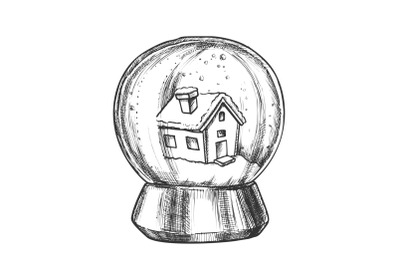 Snow Globe With House Souvenir Vintage Vector