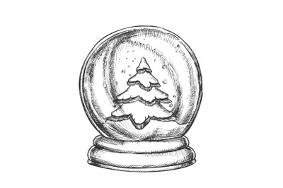 Snow Globe With Fir-tree Souvenir Vintage Vector