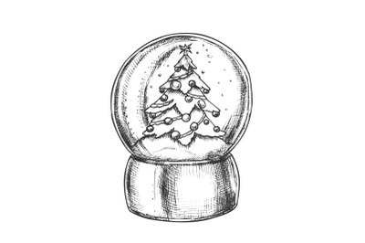 Snow Globe With Decorated Fir-tree Souvenir Vector