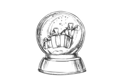 Snow Globe With Christmas Gifts Souvenir Vector