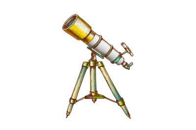 Astronomer Equipment Telescope Color Vector